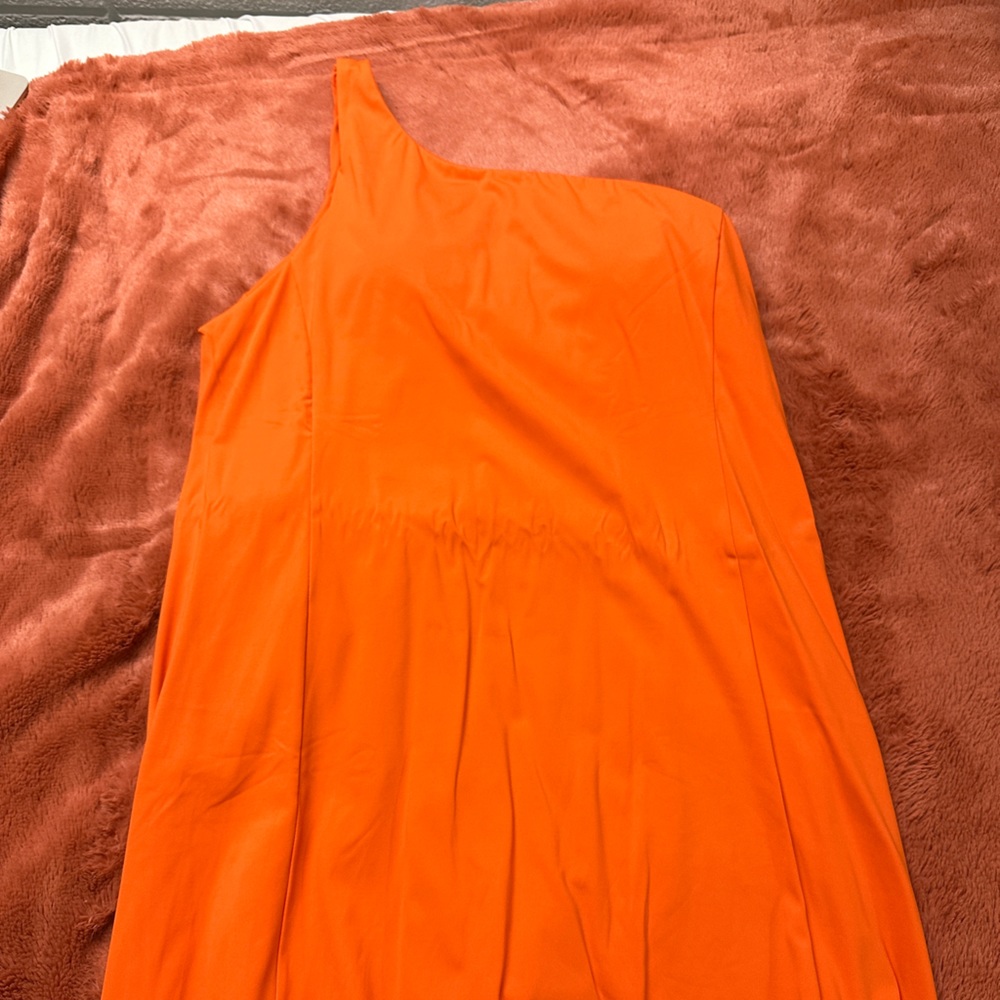 Orange one-shoulder athletic dress